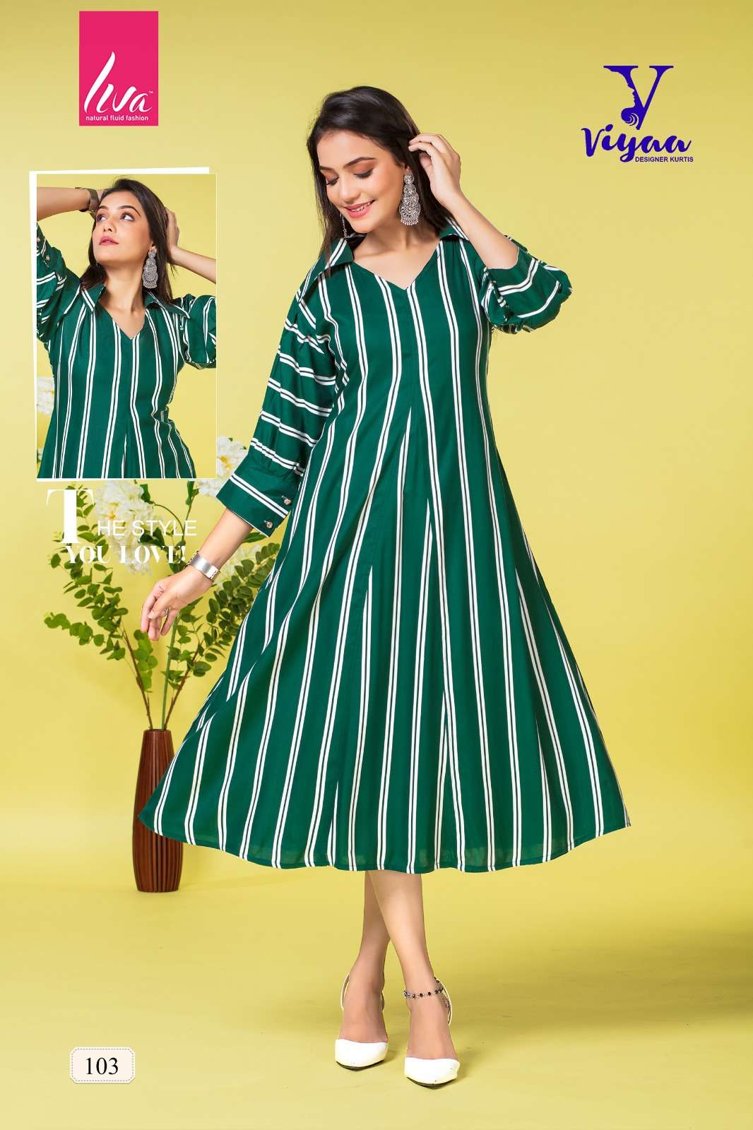 PRETTY GIRL FINEST QUALITY OF PURE REYON LIVA TAG FANCY KURTI BY VIYAA DESIGNER BRAND 1003